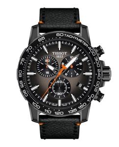 Tissot Mens Supersport Chrono Basketball Edition 316L Stainless Steel Case with Black PVD Coating Quartz Watch, Black, Leather, (T1256173608100)