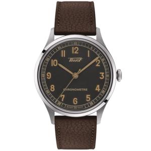 Tissot Automatic Heritage Gent COSC 1938 Men's Watch, Leather Strap T142.464.16.062.00, Black Background