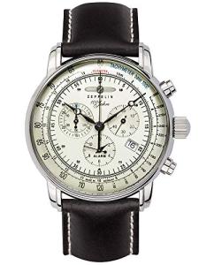 Zeppelin Chronograph 100 Jahre Mens Analogue Swiss Quartz Watch with Leather Bracelet 8680-3