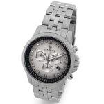 LOUIS XVI Men's Aramis Frosted Steel Strap Silver/Gold Black Fume Genuine Diamonds Chronograph Analogue Quartz Stainless Steel Watch, Silver / black, Bracelet