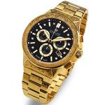 LOUIS XVI Le Monarque Royale Men's Watch Chronograph 42mm Swiss Quartz Movement Stainless Steel Bracelet Silver/Gold Dial Black Genuine Diamonds/CZ Diamonds, Gold / Black, Luxury