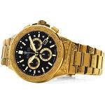 LOUIS XVI Le Monarque Royale Men's Watch Chronograph 42mm Swiss Quartz Movement Stainless Steel Bracelet Silver/Gold Dial Black Genuine Diamonds/CZ Diamonds, Gold / Black, Luxury