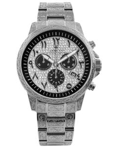 LOUIS XVI Palais Royale - Diameter 43 mm - Men's Watch - Waterproof - Watch with Sapphire Glass - Gold Silver - Dial Arabic Numbers - Swiss Quartz Movement, Silver Diamonds, Bracelet