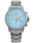 LOUIS XVI Palais Royale 2.0 1823 - Diameter 43 mm - Men's Watch - Waterproof - Silver Bracelet - Baby Blue Dial with Diamonds - Swiss Quartz Movement
