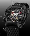 CIGA Design Automatic Mechanical Watch - Z Series Skeleton Stainless Steel Analog Wristwatch Tonneau Sapphire Crystal for Men Women(DLC)