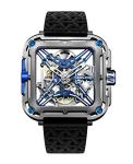 CIGA Design Automatic Mechanical Watch - X Series SUV Wristwatch Titanium for Men and Women Skeleton Style Sapphire Glass with Nylon & Silicone Straps(Titanium Blue)