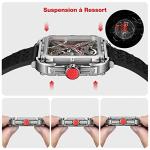 CIGA Design Automatic Mechanical Watch - X Series SUV Wristwatch for Men and Women Skeleton Style Stainless Steel Sapphire Glass with Nylon & Silicone Straps(Space Silver)