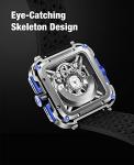 CIGA Design Automatic Mechanical Watch - X Series SUV Wristwatch Titanium for Men and Women Skeleton Style Sapphire Glass with Nylon & Silicone Straps(Titanium Blue)
