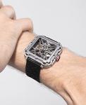 CIGA Design Automatic Mechanical Watch - X Series SUV Wristwatch for Men and Women Skeleton Style Stainless Steel Sapphire Glass with Nylon & Silicone Straps(Space Silver)