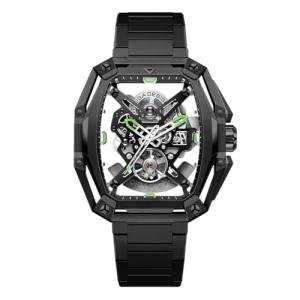 CIGA Design Z Series Hunter Automatic Mechanical Watch, in-House Caliber CD-07, BThree-Layered Octagonal Tonneau, Tapered H-Link Steel Bracelet, Waterproof Timepiece Gifts for Men and Women, Black