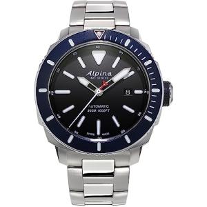 Alpina Men's AL-525LBN4V6B Seastrong Analog Display Swiss Automatic Silver Watch, Black/Grey, Diver