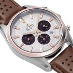 Orient Stretto Solar Chronograph 40mm White Dial Brown Leather Strap