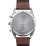 Orient Stretto Solar Chronograph 40mm White Dial Brown Leather Strap