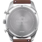 Orient Stretto Solar Chronograph 40mm White Dial Brown Leather Strap