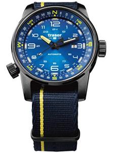 Traser Men's Analogue Swiss Automatic Movement Watch with Textile Strap 107719, Black-Blue-Yellow, Bracelet