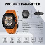 TSAR BOMBA Mens Watch UK Automatic Watches for Men 50M Waterproof Japanese Mechanical Watches Men Movement Tonneau Stainless Steel Case Sapphire Glass Big Face Unique Fashion Luxury Gift