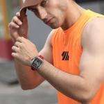 TSAR BOMBA Luxury Watch for Men, 50M Waterproof Mens Watches, Tonneau Watch with Blue Silicone Watch Bands, Japanese Quartz Movement Chronograph, Gifts for Men, Silver Red 1, Case thick:16.8MM, Luxurt