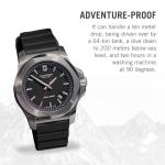 Victorinox Men’s Watch I.N.O.X. Ø 43 mm, Swiss Made, Analogue Quartz, Water-Resistant up to 200 m, Sapphire Glass, Rubber Strap, Black