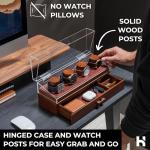 Holme & Hadfield Premium 4-Slot Wooden Watch Display Case – Handcrafted Men’s Watch Box with Accessory Drawer, Hinged Cover, Leather Lining – Birthday Gift for Collectors – Luxury Built to Last