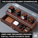 Holme & Hadfield Premium 4-Slot Wooden Watch Display Case – Handcrafted Men’s Watch Box with Accessory Drawer, Hinged Cover, Leather Lining – Birthday Gift for Collectors – Luxury Built to Last