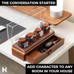 Holme & Hadfield Premium 4-Slot Wooden Watch Display Case – Handcrafted Men’s Watch Box with Accessory Drawer, Hinged Cover, Leather Lining – Birthday Gift for Collectors – Luxury Built to Last