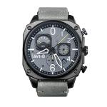 AVI-8 Mens 45mm Hawker Hunter Retrograde Chronograph Sea Gray Japanese Quartz Pilot Watch with Leather Strap AV-4052-03