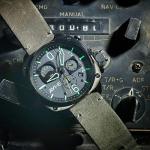 AVI-8 Mens 45mm Hawker Hunter Retrograde Chronograph Sea Gray Japanese Quartz Pilot Watch with Leather Strap AV-4052-03