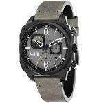 AVI-8 Mens 45mm Hawker Hunter Retrograde Chronograph Sea Gray Japanese Quartz Pilot Watch with Leather Strap AV-4052-03