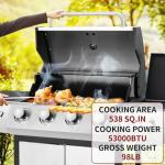 4-Burner Stainless Steel Gas Grill with Side Burner