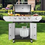 4-Burner Stainless Steel Gas Grill with Side Burner