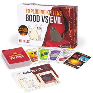 Exploding Kittens Good vs. Evil - 2-5 Players - Ages 7+ - Inspired by Netflix Show - High Stakes Family Card Game - Ideal for Party, Family Night - Animated Netflix Show