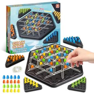 Chain Triangle Chess Game, Wavelength Board Game, Triggle Game, Triggle Rubber Band Game for Kids & Adults, Multiplayer Triangle Board Game for Family Night, Family Games