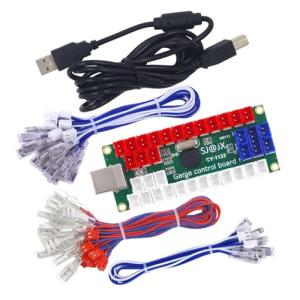 EUUEKathy SJ@JX Arcade DIY Kit 2 Players Arcade Game USB Encoder Board Zero Delay Arcade Controllers Joystick Button Fight Stick Raspberry Pi Retro Pie MAME 5V LED Power