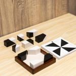 Lingle Wooden Hidden Blocks Puzzle Game - 80 Brain Challenges with Solid Wood Box & Deluxe Black and White Pieces, 3D Logic & Spatial Thinking Tabletop Toy, Perfect for Family Fun & Creative Gifts