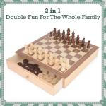 Toyrific 2 in 1 Board Games Chess Set and Draughts Board Games, Traditional Game for Kids & Adults