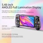RG557 Retro Handheld Game Console , 5.48 Inch AMOLED Screen Handheld Emulator Preloaded 4423 Games Android 14 System Dimensity 8300 Processor Support WiFi 6E Bluetooth 5.3(Transparent Purple)