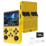 R36S Retro Handheld Game Console - 21,000+ Classic Games, 3.5" IPS Screen, 64GB/128GB, Portable Linux Gaming Device (128g-yellow)