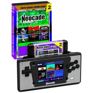 NEOCADE Retro Pocket Console for Mega Drive with LCD 3.5, 12 MD Multigame Cartridges and 20 Integrated NES Games
