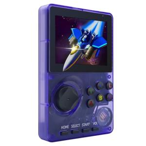 Kids Handheld Retro Game Console Pre-loaded 100 Classic 16-Bit Games, Handheld Video Gaming Console with 2.8" Color Screen, Rechargeable Battery, Handheld Game for Boys Girls (Transparent Purple)
