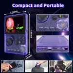 Kids Handheld Retro Game Console Pre-loaded 100 Classic 16-Bit Games, Handheld Video Gaming Console with 2.8" Color Screen, Rechargeable Battery, Handheld Game for Boys Girls (Transparent Purple)