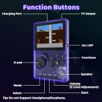 Kids Handheld Retro Game Console Pre-loaded 100 Classic 16-Bit Games, Handheld Video Gaming Console with 2.8" Color Screen, Rechargeable Battery, Handheld Game for Boys Girls (Transparent Purple)