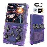 R36S Retro Handheld Games Console, 20,000+ Classic Games Portable Pocket Video Player with 3.5 Inch HD Screen, 64G TF Card, Open Source Linux System Screen for Teens and Adults (Purple 64G)