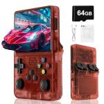 Blidinner R36S Retro Handheld Video Game Console -With Linux System,3000mAh Battery,3.5 Inch Screen,64G TF Card,20000+ Classic Games,Portable Game Console for Present to Give Friends for Christmas-Red