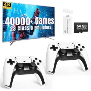 Wireless Retro Game Console Stick Built-in Games, Plug & Play TV Video Retro Gaming Stick with 4K HDMI Output, 23 Emulators and Dual 2.4G Wireless Controllers, Classic Video Games Console