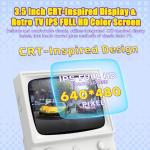 R36T Retro Gaming Console, 3.5'' IPS Screen CRT-Inspired, Handheld Game Console with 18000+ Classic Games, 3500mAh Battery, Supports Multiple Mainstream Emulators, WiFi Network Battling, 64GB (White)
