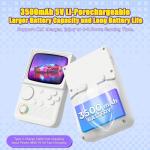 R36T Retro Gaming Console, 3.5'' IPS Screen CRT-Inspired, Handheld Game Console with 18000+ Classic Games, 3500mAh Battery, Supports Multiple Mainstream Emulators, WiFi Network Battling, 64GB (White)