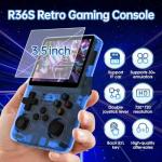 Febotak R36S Retro Handheld Game Console, 128GB Retro Gaming Console with 30+ Mainstream Emulators, 40,000+ Classic Games, Open Source Linux System, 3500mah Battery (blue)