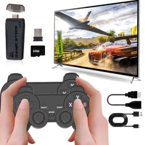 Retro Game Console,Game Stick Retro Console, Video Games for TV,Built in 20000+Games 64GB, Dual 2.4G Wireless Controllers
