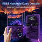 R36S Retro Handheld Games Console, 40,000+ Classic Games Portable Pocket Video Player with 3.5 Inch HD Screen, 128G TF Card, 3300mAh Battery,Open Source Linux System Screen for Teens and Adults,Purple