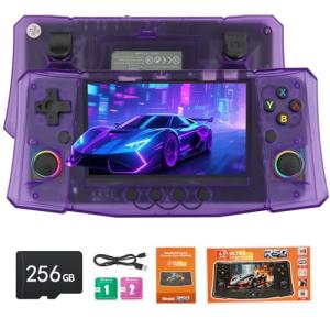 Handheld Game Console, 40,000 Games in 1, 4.5-Inch IPS Screen Retro Gaming Console,40000 Classic Games, 4000mAh,20＋Mainstream Emulator,Built-in 256G TF Card（Purple）